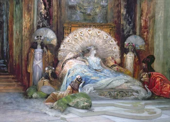 Sarah Bernhardt v titulní roli "Theodory" od Victoriena Sardoua, uvedené v Paříži roku 1884, 1902